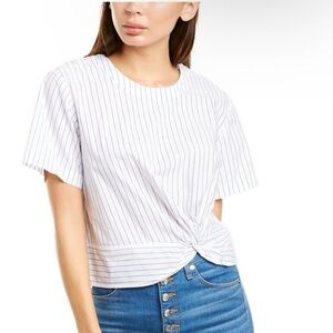 Veronica Beard White and Blue Striped Crop Top sz XS “It has a small stain”